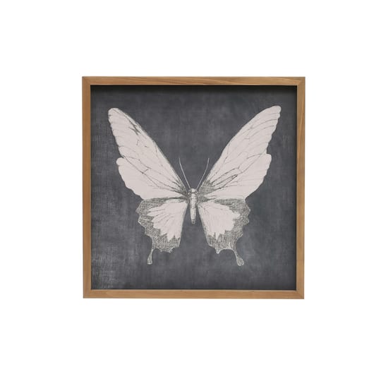 Butterfly Square Wood Framed Wall D&#xE9;cor